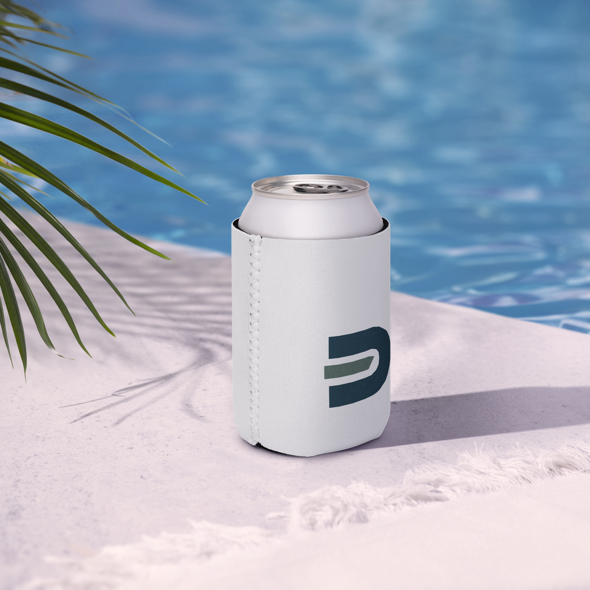 White Dads in the Game D emblem cooler with a regular can beside a pool