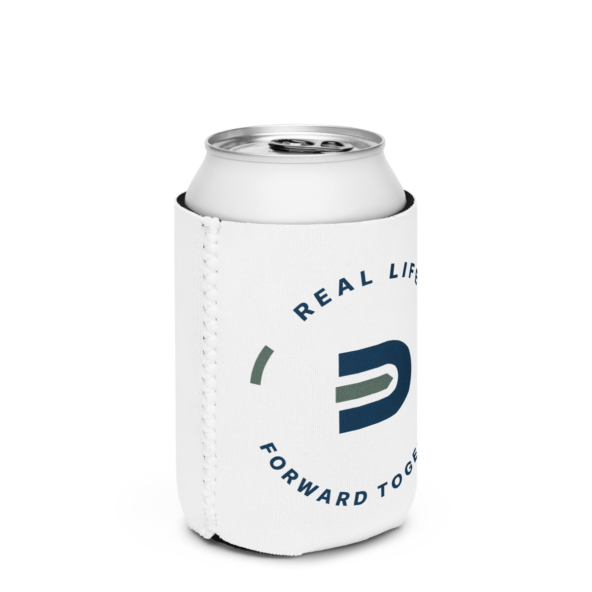 White Dads in the Game wheel can cooler holding a regular 12 oz can