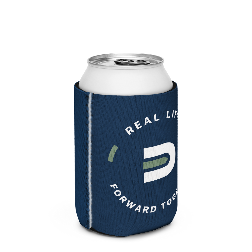 Navy Dads in the Game wheel can cooler holding a regular 12 oz can