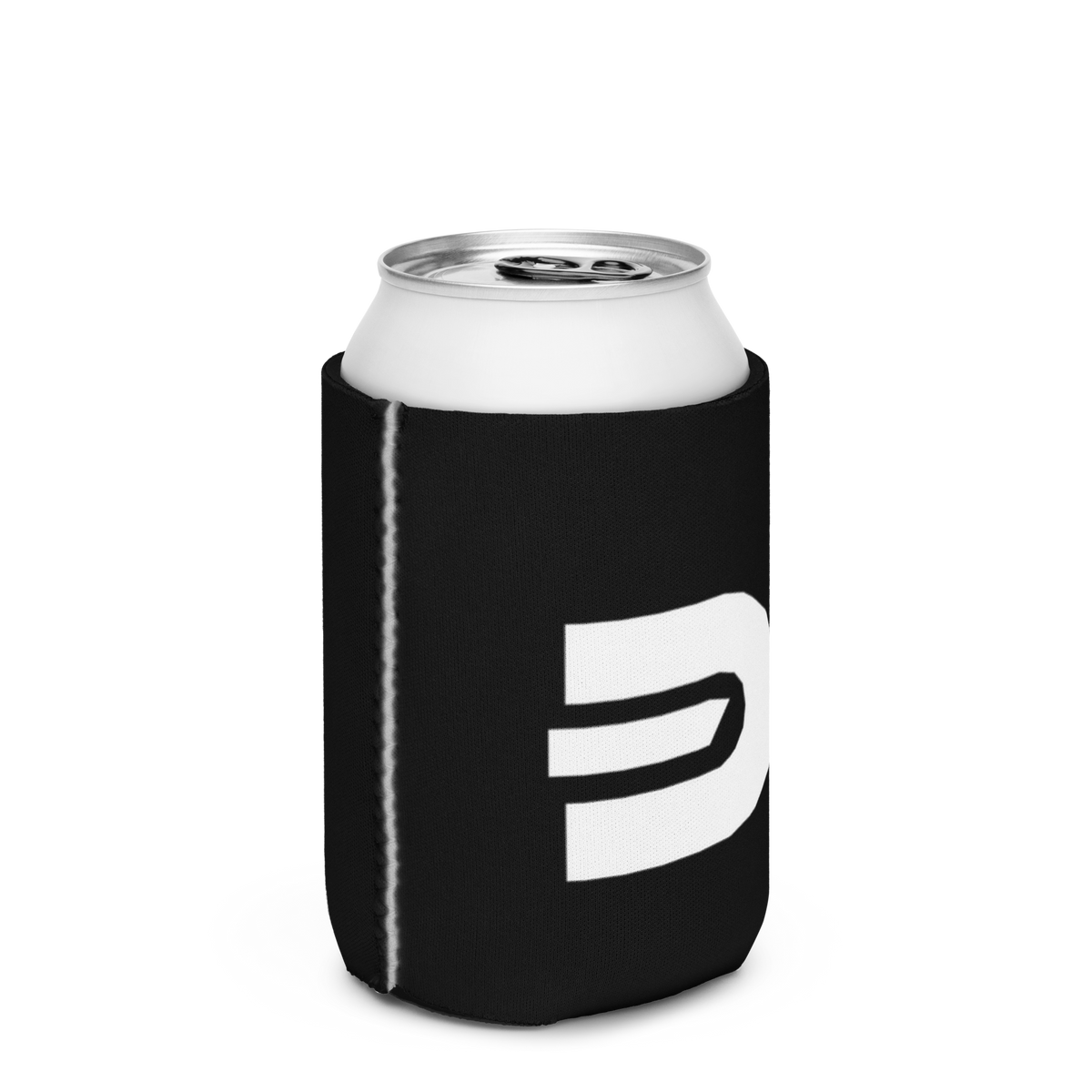 Black Dads in the Game D emblem cooler holding a regular 12 oz can