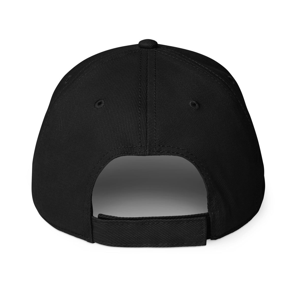 Back view of the black Dads in the Game Signature baseball cap with adjustable strap