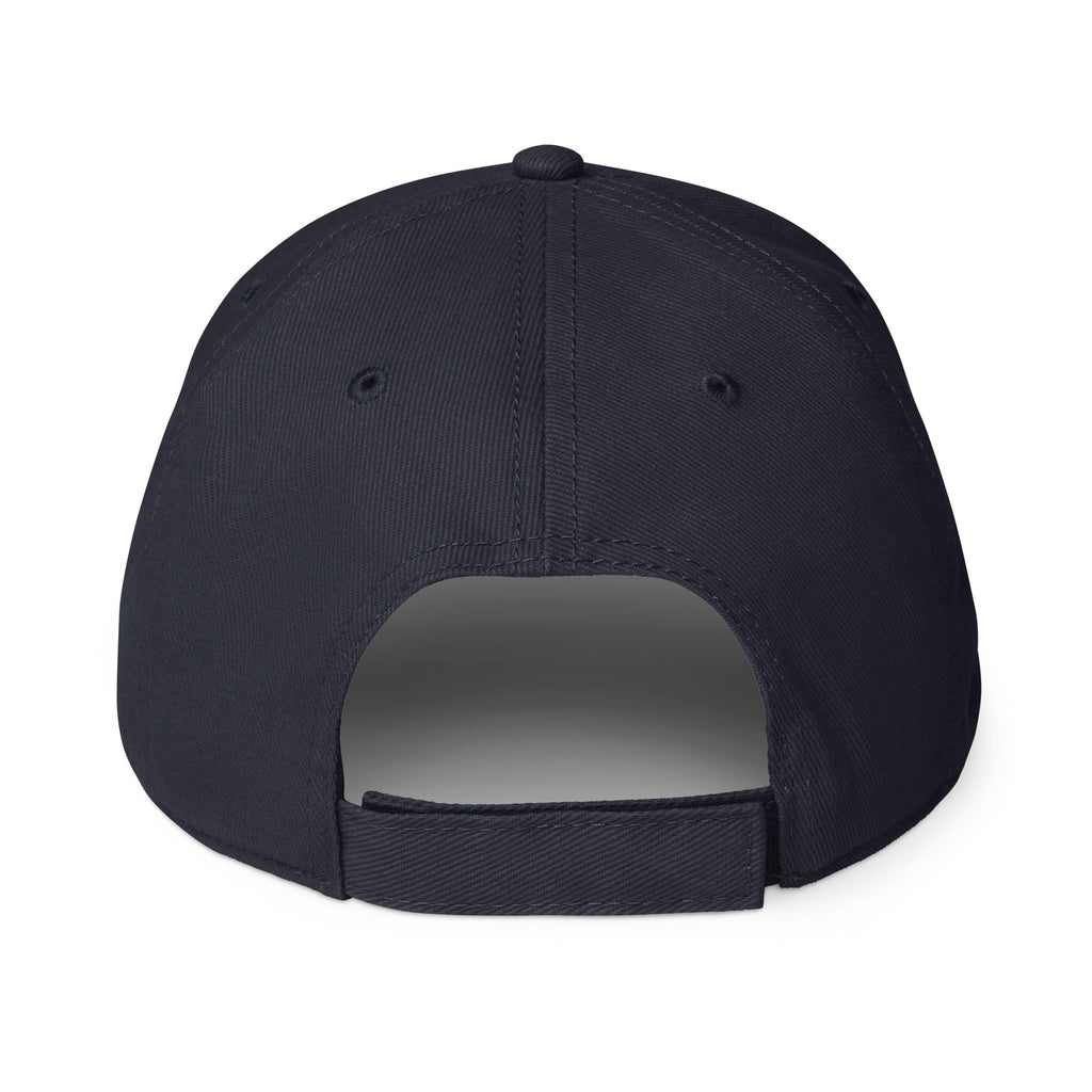 Back view of the navy Dads in the Game Signature baseball cap with adjustable strap