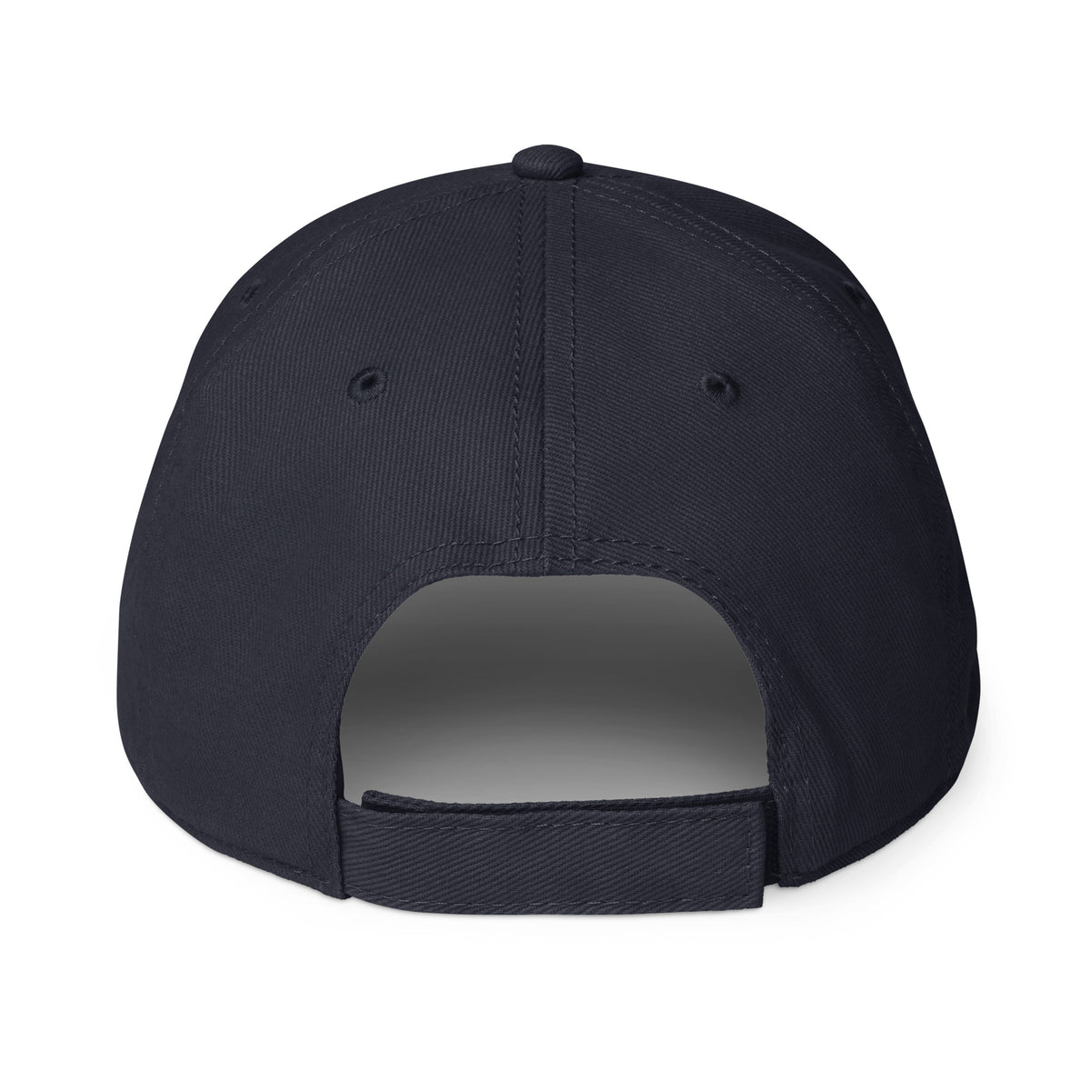 Back view of the navy Dads in the Game Signature baseball cap with adjustable strap