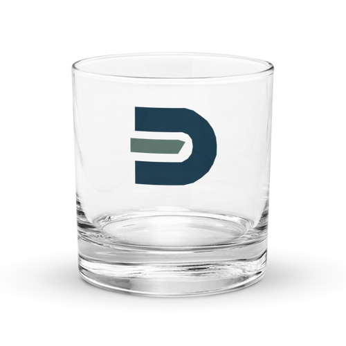 Empty Dads in the Game D Logo rocks glass on a black background