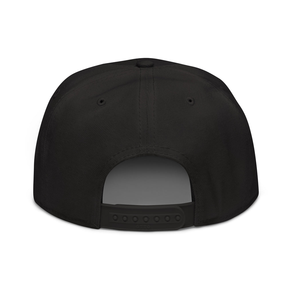 Back view of the black Dads in the Game D Logo snapback hat with adjustable closure