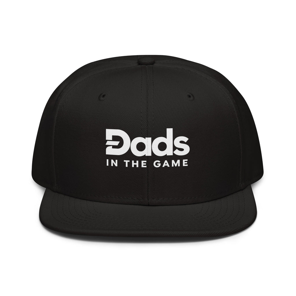 Black Dads in the Game Full Logo snapback hat, front vie