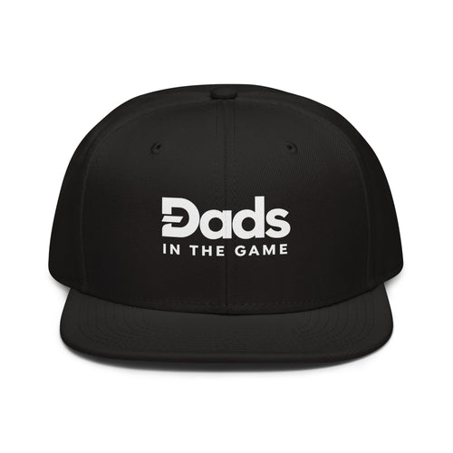 Black Dads in the Game Full Logo snapback hat, front vie