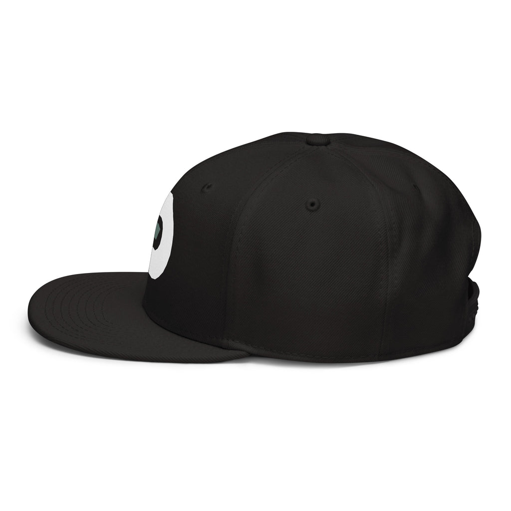 Side view of the black Dads in the Game D Logo snapback hat