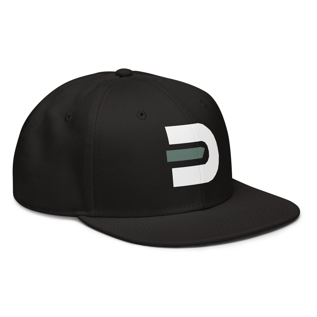 Angled front view of the black Dads in the Game D Logo snapback hat
