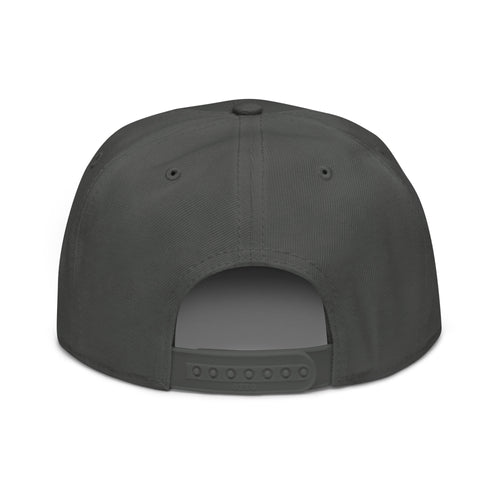 Back view of the charcoal Dads in the Game Full Logo snapback hat with adjustable closure