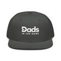 Charcoal Dads in the Game Full Logo snapback hat, front view
