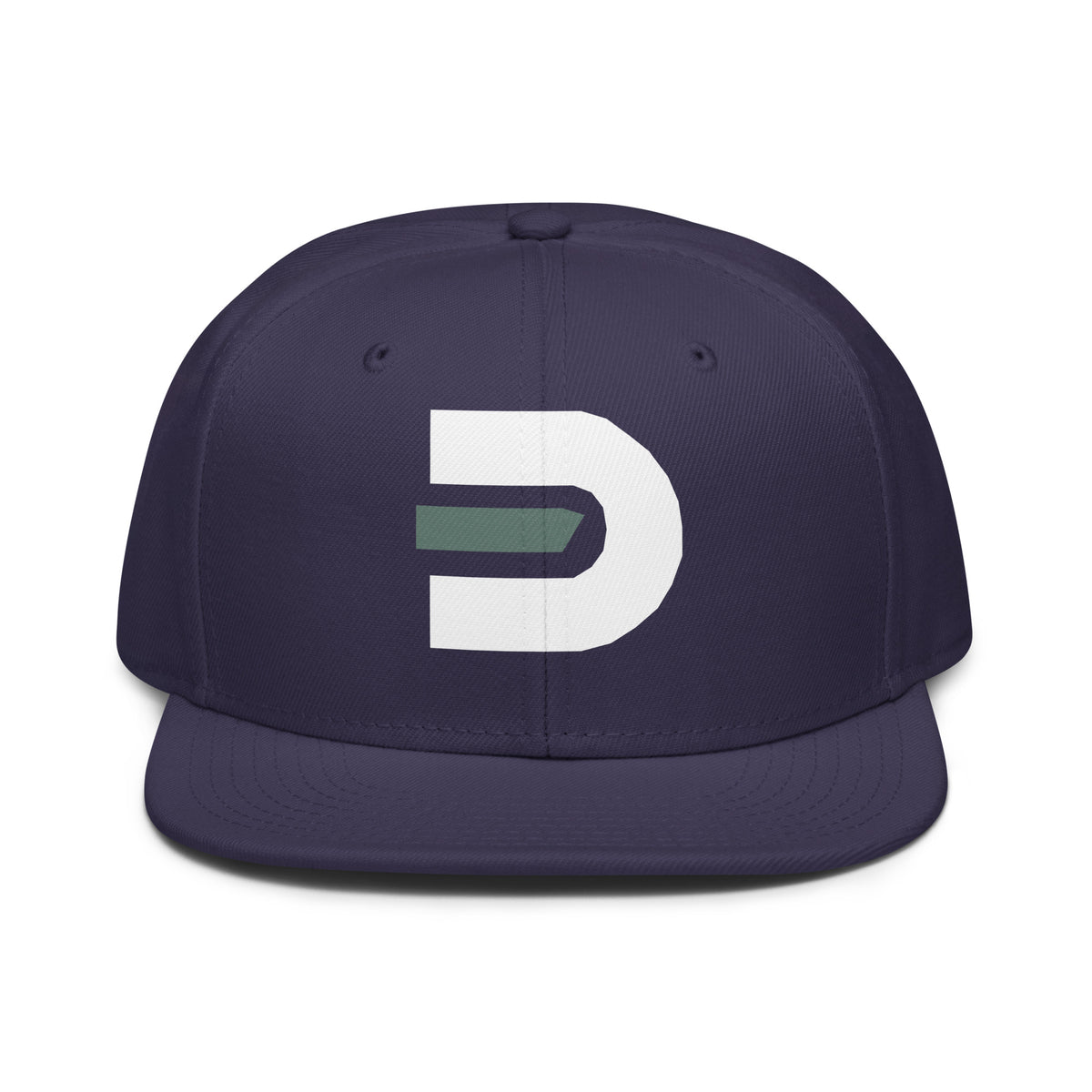 Navy Dads in the Game D Logo snapback hat, front view