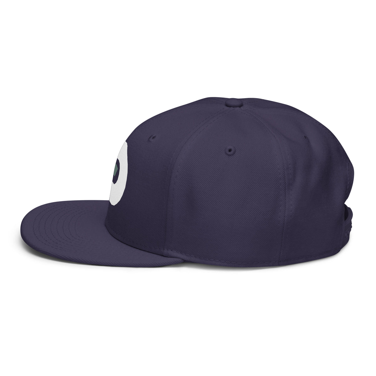 Side view of the navy Dads in the Game D Logo snapback hat