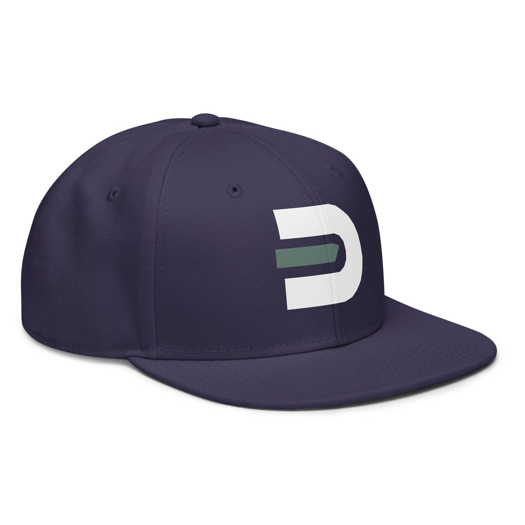 Angled front view of the navy Dads in the Game D Logo snapback hat
