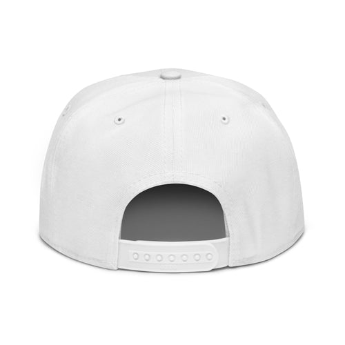 Back view of the white Dads in the Game D Logo snapback hat with adjustable closu