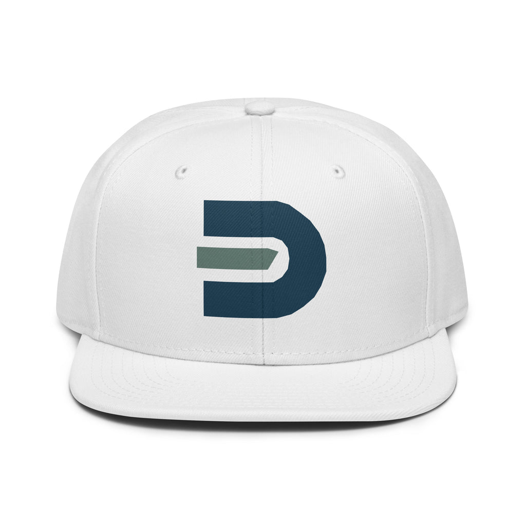 White Dads in the Game D Logo snapback hat, front view