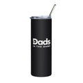 Black Dads in the Game full logo straw tumbler with clear lid and metal straw