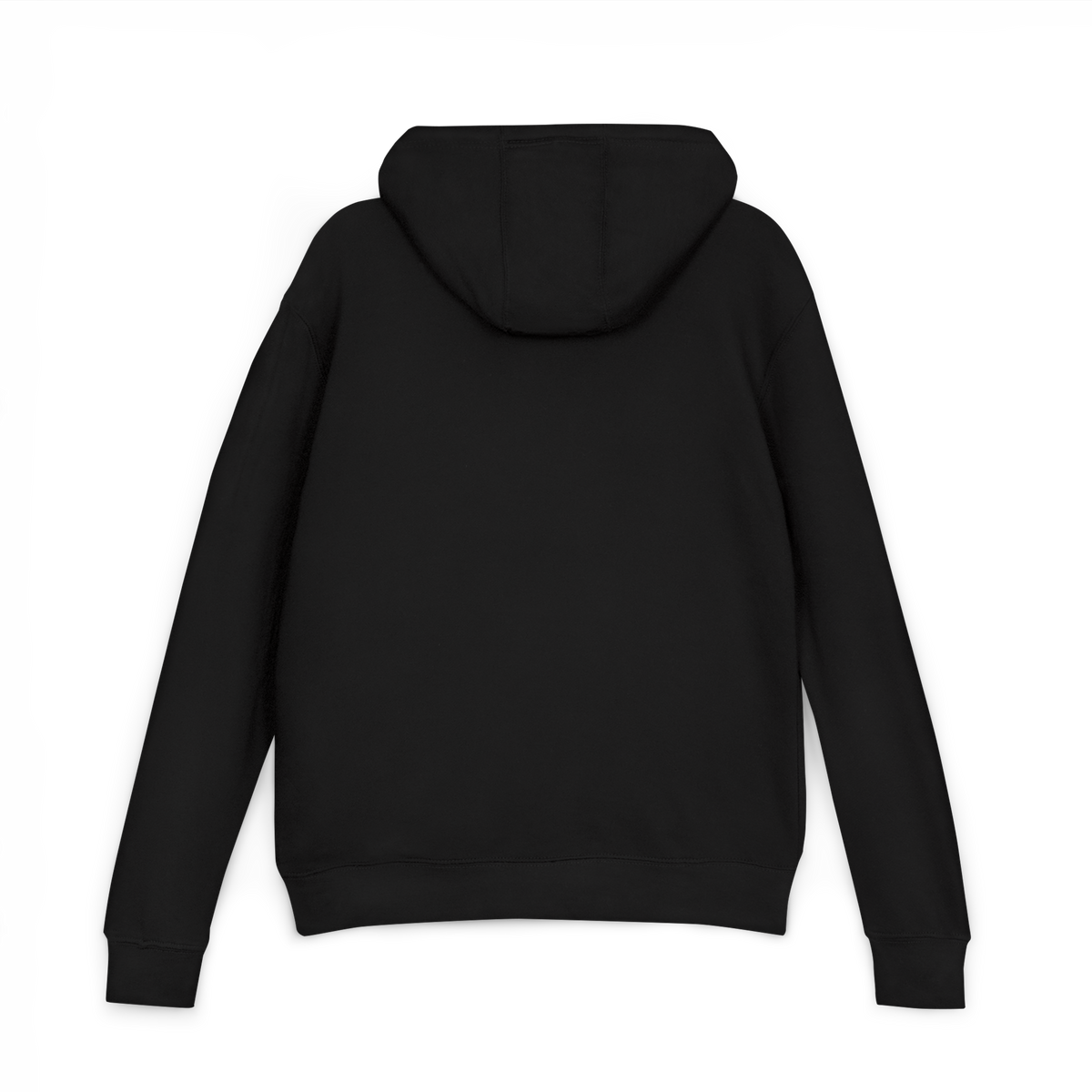 Back view of Dads in the Game black Signature D pullover hoodie with plain back and hood