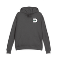 Front view of the charcoal Dads in the Game Signature D hoodie with small D emblem on the left chest