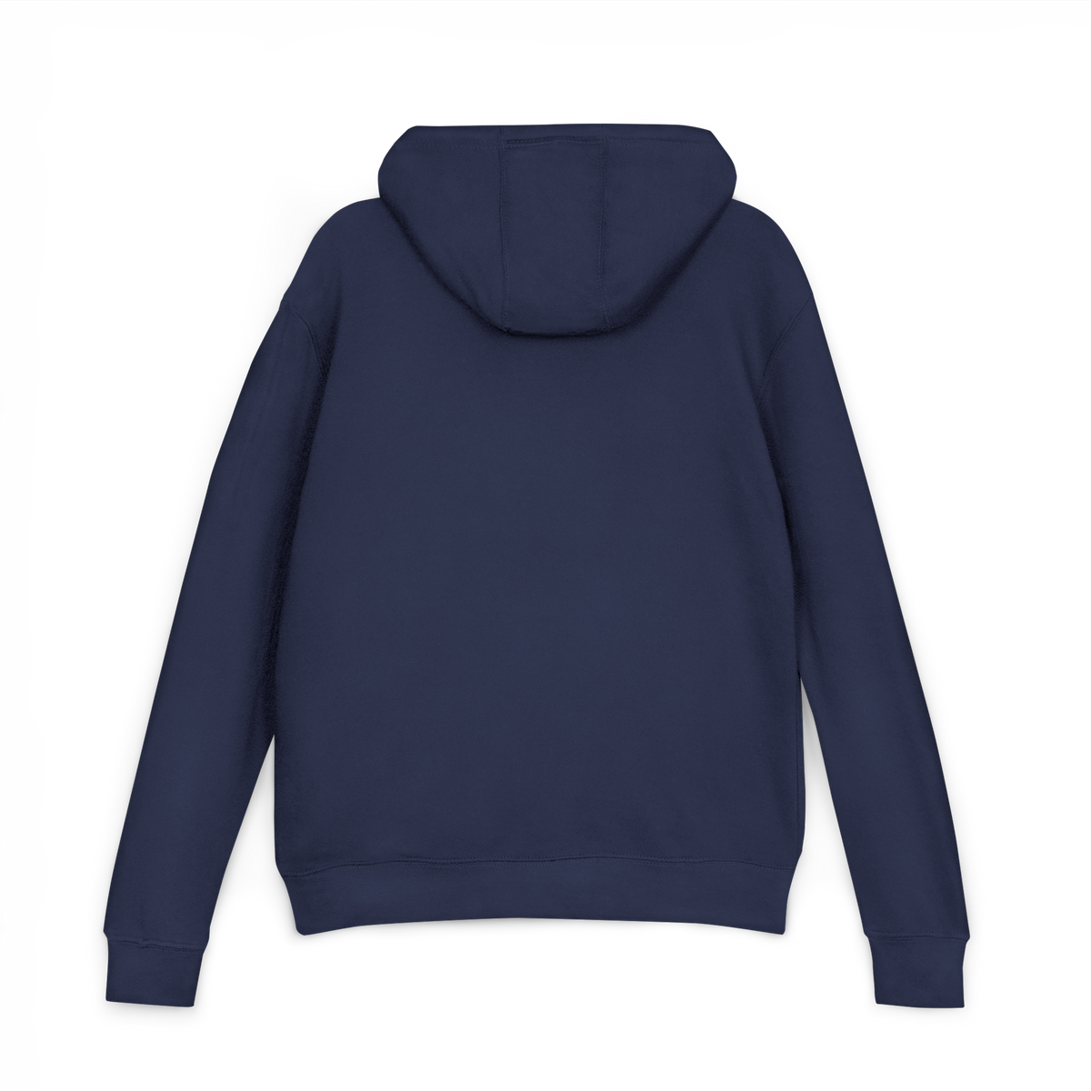 Back view of the navy Dads in the Game Signature D hoodie with plain back and hood