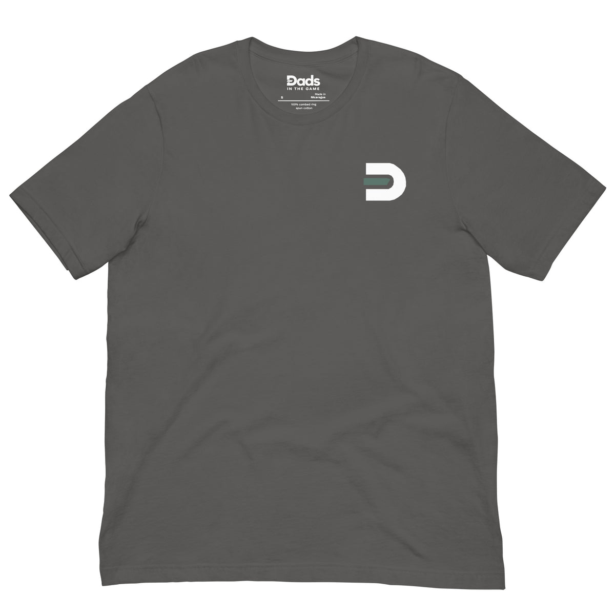 Asphalt Dads in the Game Signature T-shirt, front view with small D emblem on the left chest