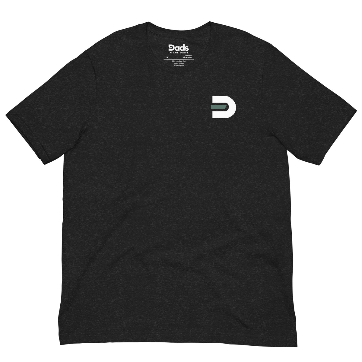 Black Dads in the Game Signature T-shirt, front view with small D emblem on the left chest