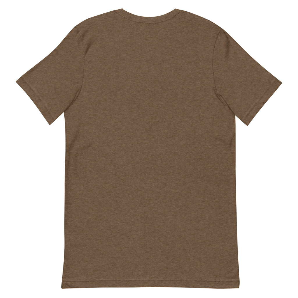 Heather brown Dads in the Game Signature T-shirt, back view